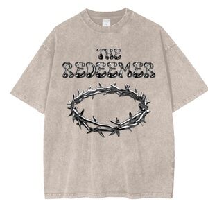 Gray Graphic T-Shirt with Thorn Crown Design